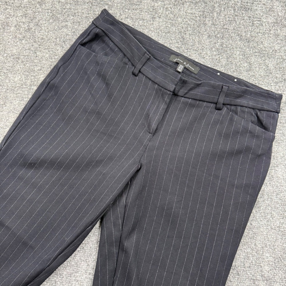 Jasmine & Juliana Womens Size 10 Black Pinstripe Career Dress Pants Straight Leg